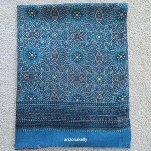 NWOT Woven Wool Scarf Blue Spain Colores de Otono